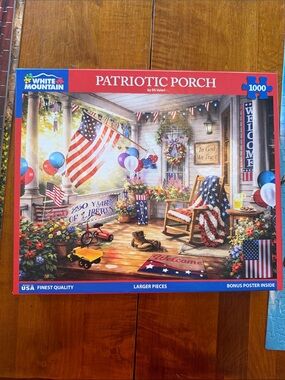 White Mountain Patriotic Porch Puzzle - Red, White, Blue 250 anniversary